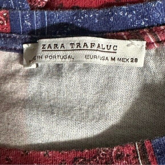 Zara Bandana Pattern Tee Shirt Sz M - Picture 2 of 6